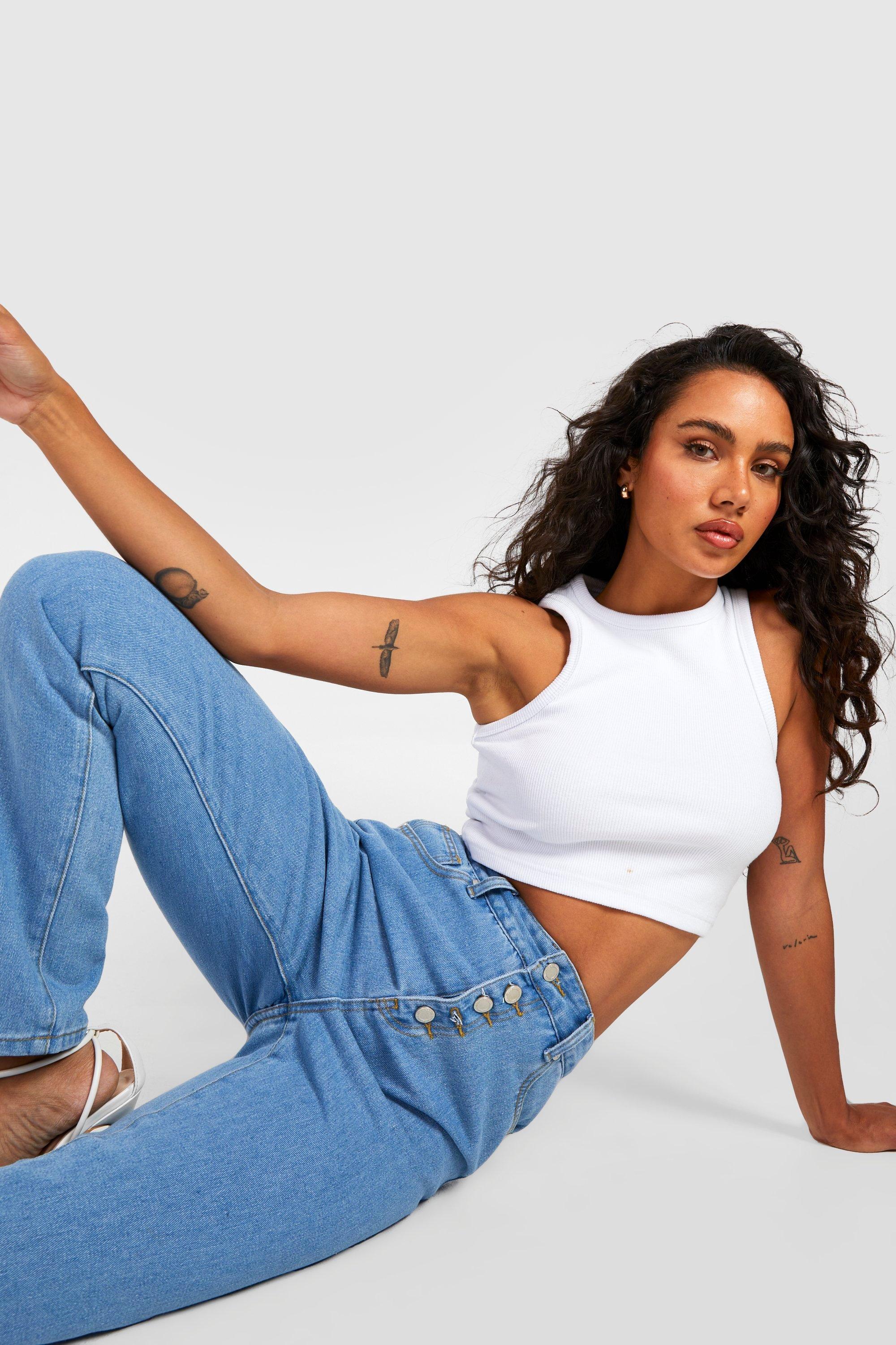 Button up mom store jeans